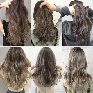 セミロング カラー パーマ ヘアアレンジ 【公式】amble luxe池袋東口🩷のヘアスタイル