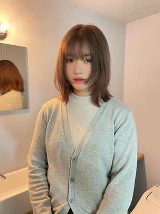 ミディアム カラー カットモデル/ ハイトーン/ゆうあのヘアスタイル