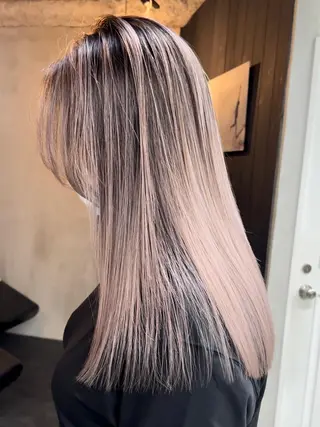 セミロング ブリーチダブルカラー ハイライト/山本喜熙のヘアスタイル