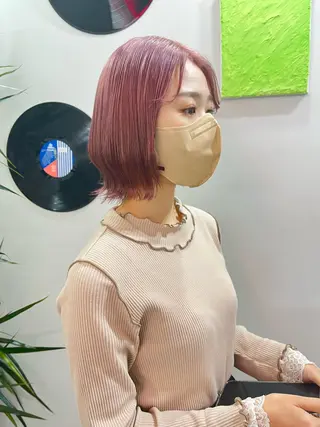 ミディアム カラー ハイトーン/レイヤー ハッシュカット/牧原のヘアスタイル