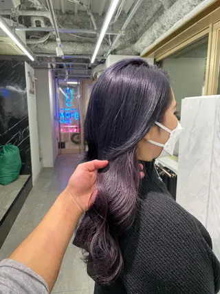 セミロング カラー 🌈プルエクステ& ハイトーン🌈関飛鳥のヘアスタイル