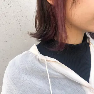 ミディアム カラー 酸性縮毛矯正🧴韓国 レイヤー/髪質改善のヘアスタイル