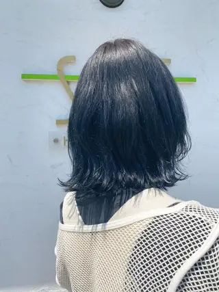 ミディアム カラー ブリーチなしWカラー /酸性ストレート河本のヘアスタイル