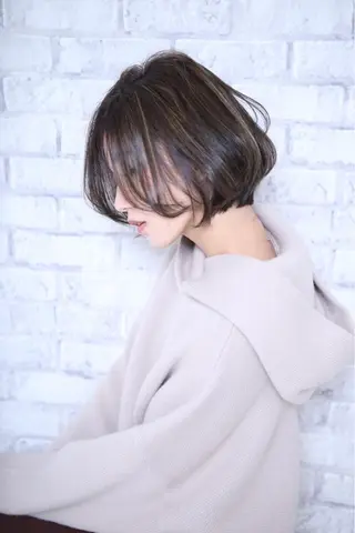 ショート カラー ブリーチなしで透明感 カラー松内真太のヘアスタイル
