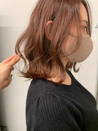 ミディアム カラー ヘアアレンジ 透明感/オリーブ/ グレージュ/YUKAのヘアスタイル