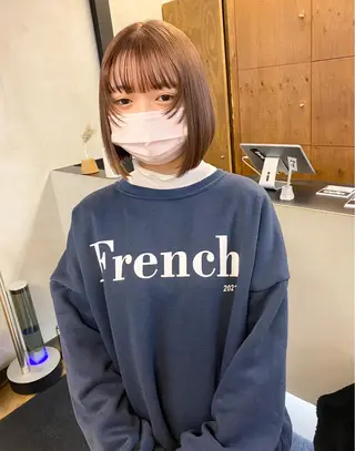 ショート カラー パーマ ヘアアレンジ 髪と音処　マトぺ所属・デザインカラー/ボブ ブリーチカラー/ユリのヘアスタイル