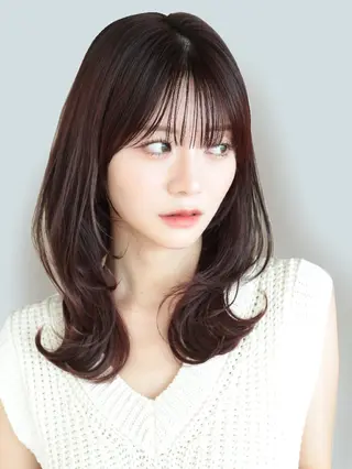 セミロング Nanako。/韓国 ヘア/顔周りカットのヘアスタイル