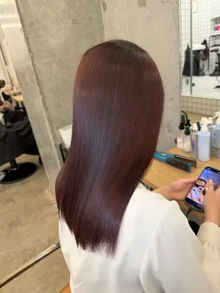 セミロング 縮毛矯正×髪質改善× 艶髪カラー 吉原和磨のヘアスタイル