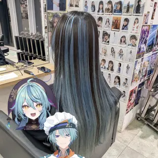 カラー ロング 推しカラー🦉にじさ んじカラー🌈🕒✨のヘアスタイル