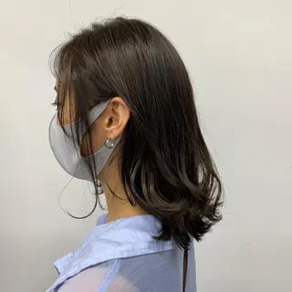 ミディアム カラー パーマ ヘアアレンジ ネイル マツエク・マツパ 韓国風ベージュ🤎 赤みなし🌿横浜🤎のヘアスタイル