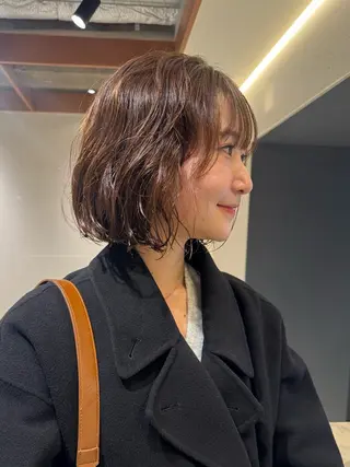 ミディアム カラー レイヤーカット ボブパーマNo.1のヘアスタイル
