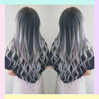 ロング カラー れん/ハイトーン /エクステ/韓国風のヘアスタイル