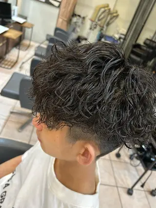 ミディアム パーマ メンズ 大阪/梅田/シャドウ パーマ/ノボリユウタのヘアスタイル