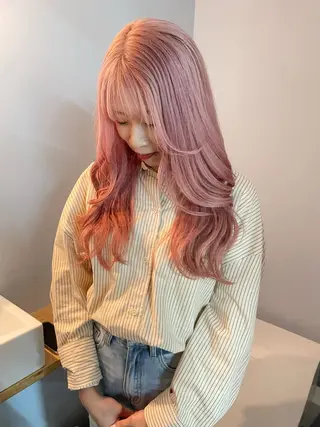 ロング カラー カットモデル/ ハイトーン/ゆうあのヘアスタイル