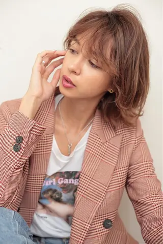 ミディアム カラー 縮毛/ショート/ ボブ/レイヤー/小原のヘアスタイル