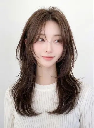 ミディアム カラー サイエンスアクア/艶 髪/レイヤー/清水のヘアスタイル