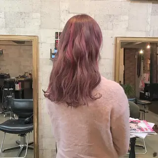 セミロング カラー インナーカラー/天神 ブリーチ/吉田のヘアスタイル