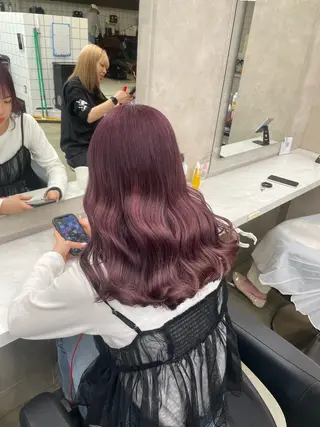 セミロング カラー ヘアアレンジ 💗横浜美容室 💗HARUNAのヘアスタイル