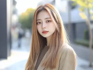 ロング カラー Luisハイライト　 喜連瓜破、髪質改善のヘアスタイル