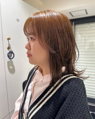 ミディアム カラー 切りっぱなし/髪質 改善矯正/さやか🫧のヘアスタイル
