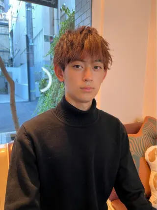 メンズ 柔らかブラウン/顔周 りレイヤー♡ユウシのヘアスタイル