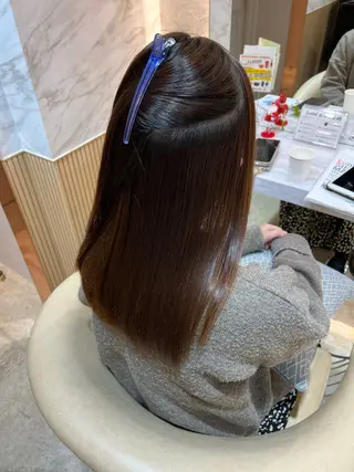 セミロング カラー ボブ/巻ける縮毛矯正 /韓国レイヤーはなのヘアスタイル