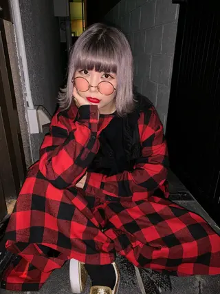 ミディアム カラー ピンクベージュ/新潟 万代/高橋桃葉🍑のヘアスタイル