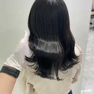 セミロング カラー パーマ ヘアアレンジ ネイル マツエク・マツパ 韓国風ベージュ🤎 赤みなし🌿横浜🤎のヘアスタイル