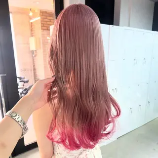 ロング カラー 🎀ダブルカラー/ ピンク×ガーリー🎀のヘアスタイル