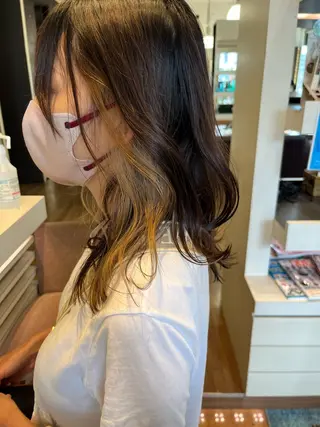 セミロング カラー スタジオノル パーマ🌀あやなのヘアスタイル