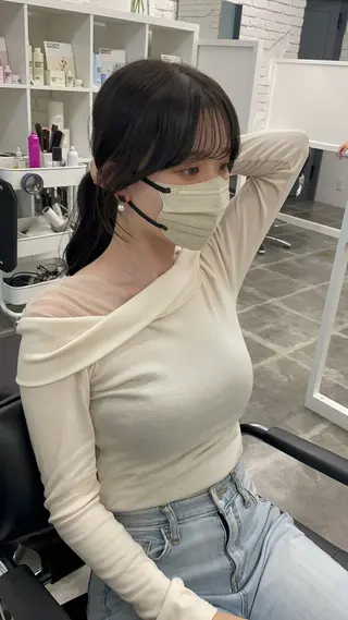 ロング 尚弥/顔まわりの神様 レイヤー/韓国風のヘアスタイル