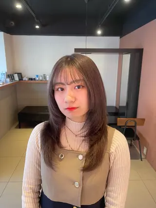 ミディアム カラー SALOWIN渋谷caldo店所属・SERINA/ウルフ 、デザインカラーのヘアスタイル