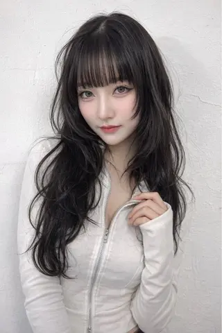 ロング カラー ヘアアレンジ 韓国レイヤーカット /韓国トレンドカラーのヘアスタイル