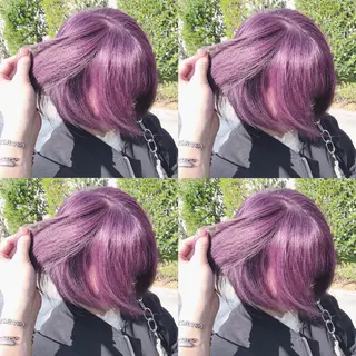 セミロング カラー JuNブリーチに 縮毛矯正するプロのヘアスタイル