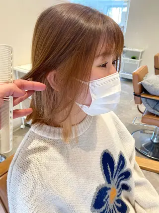 ミディアム ブリーチなしWカラー /酸性ストレート河本のヘアスタイル