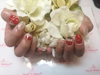 ネイル ネイルリボン 受付スタッフのネイルデザイン
