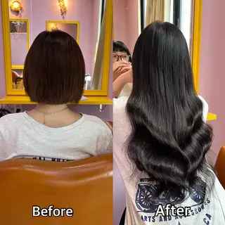 ロング シール＋ちび編み込み エクステ梅田🐨のヘアスタイル