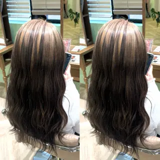 セミロング カラー 横浜🍒ルーツカラー エクステ／RIEのヘアスタイル