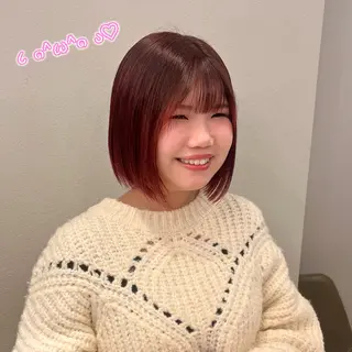 ミディアム カラー 暖色/顔周り /ヘアメ/あつはのヘアスタイル