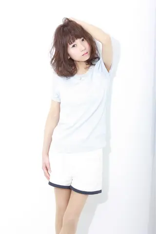 ミディアム カラー パーマ 佐々木 政徳のヘアスタイル