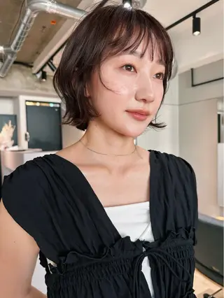 ショート カラー パーマ 🫧小顔×似合わせ× 透明感カラー🫧のヘアスタイル