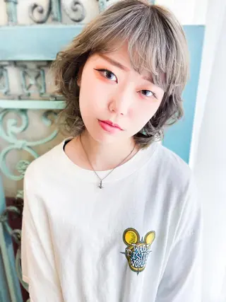 ミディアム カラー パーマ ヘアアレンジ メンズ 表参道Lise おおいしおりのヘアスタイル