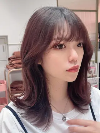 セミロング カラー 顔周り特化/韓国ヘア /レイヤー/吉野幸大のヘアスタイル