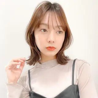 ミディアム ミディアム/顔周り/ ベージュ🌼mayuのヘアスタイル