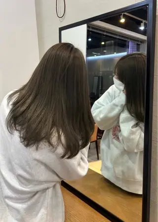 ミディアム カラー オリーブ/ 透明感カラー/れいあのヘアスタイル