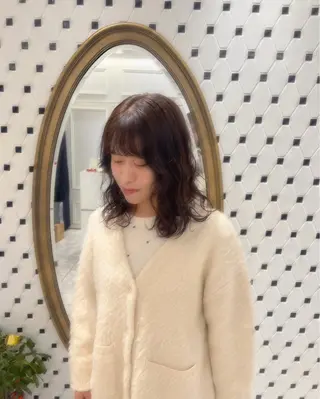 ミディアム カラー パーマ ヘアアレンジ 顔周り/透明感/銀座 🩵りのせのヘアスタイル