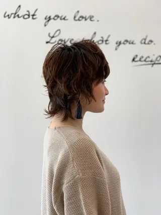 ショート カラー パーマ 河内 元伸のヘアスタイル