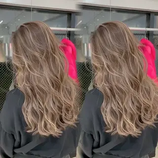 ロング カラー 表参道/ハイライト バレイヤージュのヘアスタイル