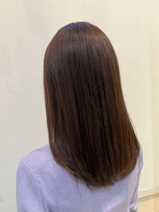 ミディアム カラー ブリーチしない暖色 カラー🥀杉 優菜のヘアスタイル