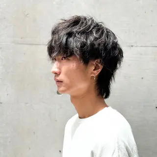 ミディアム パーマ メンズ メンズ/レディース /ナチュラル/下村迅のヘアスタイル
